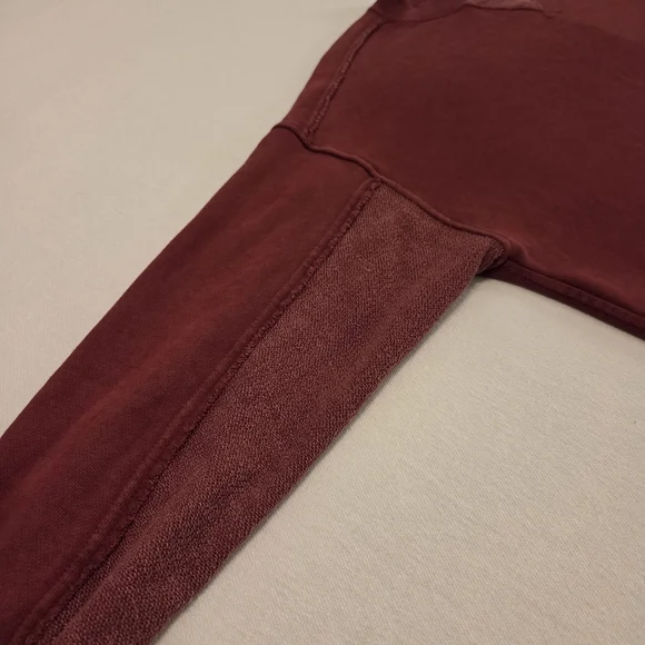 AERIE Big Chill Cherry Tart Textured Distressed Oversized Crewneck Sweatshirt XS - Picture 8 of 13